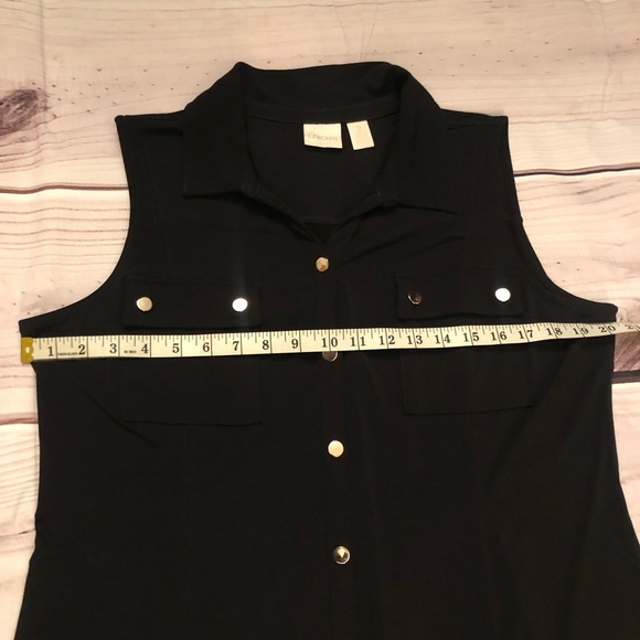 Chico’s Jersey Golden Button Down Sleeveless Collared Black Maxi Dress size 12 - Picture 11 of 14